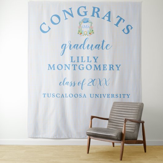 Southern Cowboy Monogram Afstuderen Foto Achtergro Wandkleed (In situ)