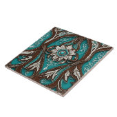 Southern Cowgirl Brown Turquoise Western Land Tegeltje (Zijkant)