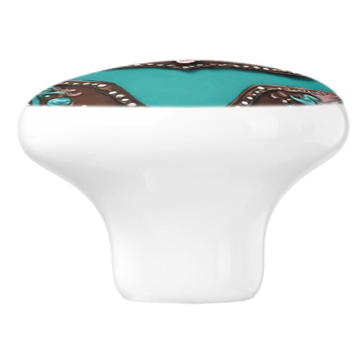 Southern Cowgirl Turquoise Roze Western Land Keramische Knop (Zijkant)