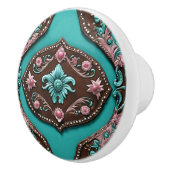 Southern Cowgirl Turquoise Roze Western Land Keramische Knop (Rechts)
