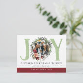 Southern Floral Cotton kerst Joy Holiday Foto Briefkaart (Staand voorkant)