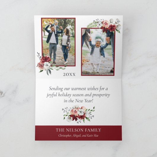 Southern Floral Cotton kerst Joy Holiday Foto Kaart (Binnen)