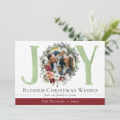 Southern Floral Cotton kerst Joy Holiday Foto Kaart (Staand voorkant)