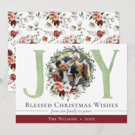 Southern Floral Cotton kerst Joy Holiday Foto Kaart