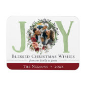 Southern Floral Cotton kerst Joy Holiday Foto Magneet (Horizontaal)