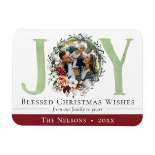 Southern Floral Cotton kerst Joy Holiday Foto Magneet