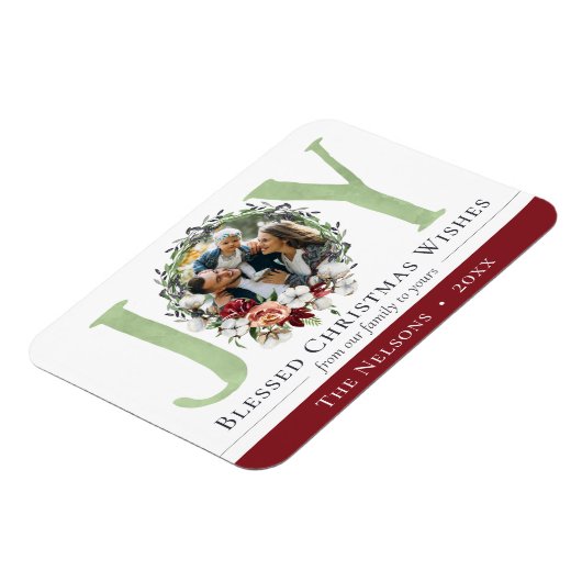 Southern Floral Cotton kerst Joy Holiday Foto Magneet (Linkerzijde)