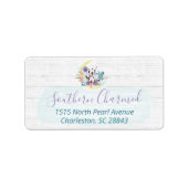 Southern Floral Cotton Moon & Rustic Wood Adres Etiket (Voorkant)