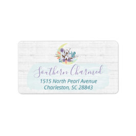 Southern Floral Cotton Moon & Rustic Wood Adres Etiket