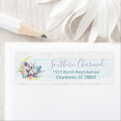 Southern Floral Cotton Moon & Wood Return Address Etiket (Insitu)