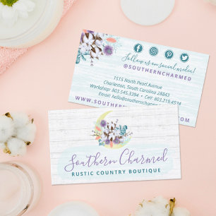 Southern Floral Cotton Moon & Wood Social Media Visitekaartje