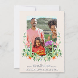 Southern Floral Crest familiefoto Feestdagenkaart