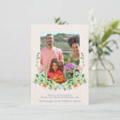 Southern Floral Crest familiefoto Feestdagenkaart (Staand voorkant)