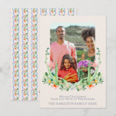 Southern Floral Crest familiefoto Feestdagenkaart (Voorkant / Achterkant)