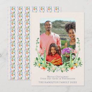 Southern Floral Crest familiefoto Feestdagenkaart