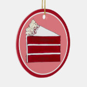 Southern Food Red Velvet Layer Cake Slice Bakkerij Keramisch Ornament (Rechts)