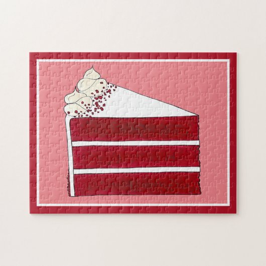 Southern Food Red Velvet Layer Cake Slice Bakkerij Legpuzzel (Horizontaal)
