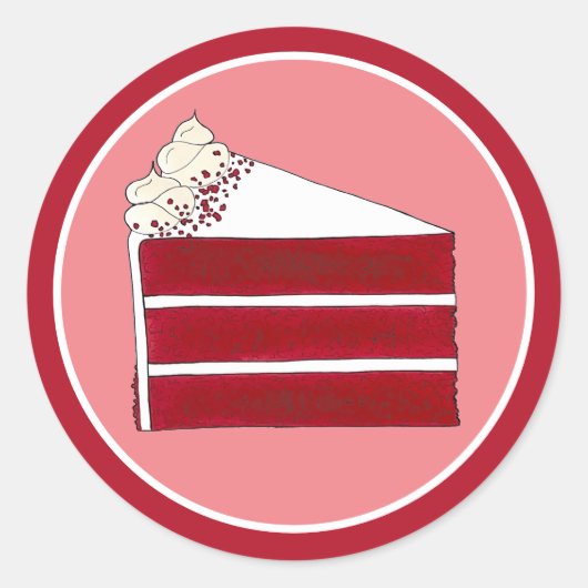 Southern Food Red Velvet Layer Cake Slice Bakkerij Ronde Sticker (Voorkant)