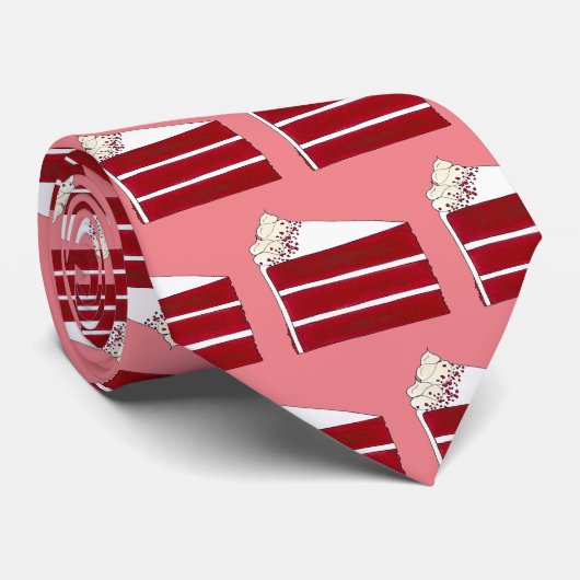 Southern Food Red Velvet Layer Cake Slice Bakkerij Stropdas (Opgerold)