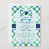 Southern Gentleman Plaid en Bowtie Baby Boy Kaart (Voorkant)