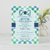 Southern Gentleman Plaid en Bowtie Baby Boy Kaart (Staand voorkant)