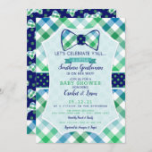 Southern Gentleman Plaid en Bowtie Baby Boy Kaart (Voorkant / Achterkant)
