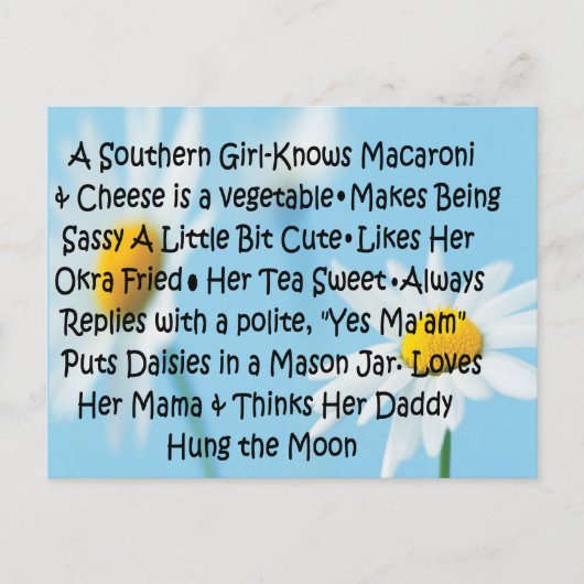 Southern Girl Briefkaart (Voorkant)