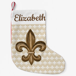 Southern Gold Fleur de Lis & Name Kleine Kerstsok