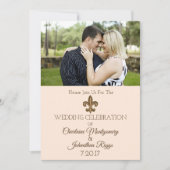 Southern Gold Fleur de Lis Photo Wedding Save The Date (Voorkant)