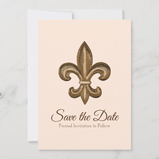 Southern Gold Fleur de Lis Photo Wedding Save The Date (Achterkant)