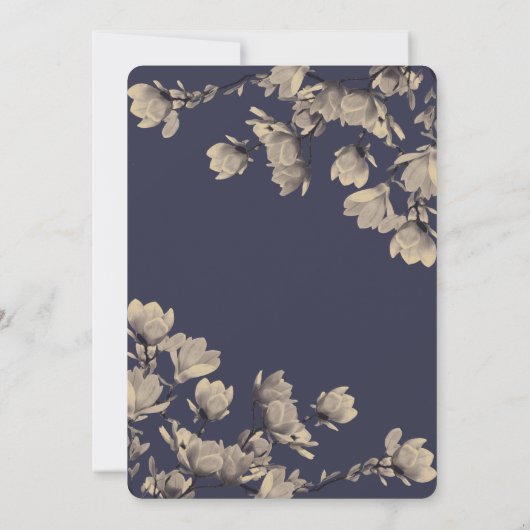 Southern Greige Magnolias Midnight Blue Bruiloft Kaart (Achterkant)