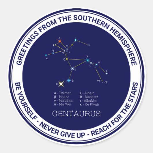 Southern Hemisphere Constellation Centaurus Ronde Sticker (Voorkant)