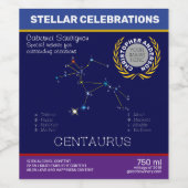 Southern Hemisphere Constellation Centaurus Wijn Etiket (Enkel label)