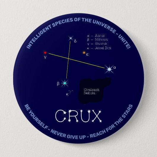 Southern Hemisphere Constellation Crux Ronde Button 4,0 Cm (Voorkant)
