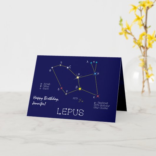 Southern Hemisphere Constellation Lepus Kaart (Gele Bloem)