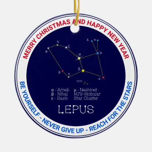Southern Hemisphere Constellation Lepus Keramisch Ornament (Voorkant)