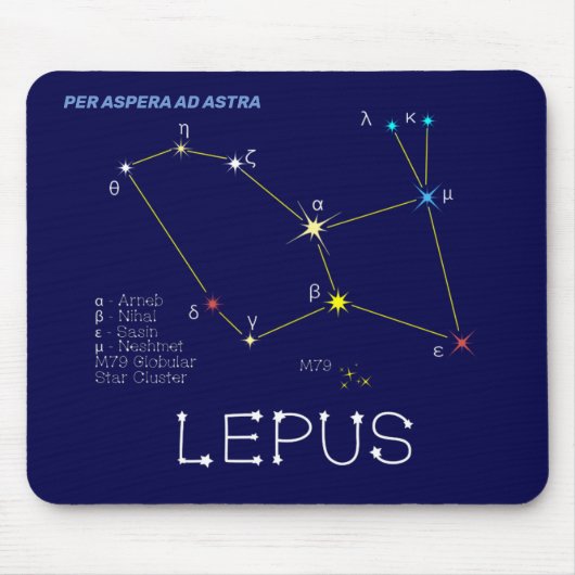 Southern Hemisphere Constellation Lepus Muismat (Voorkant)