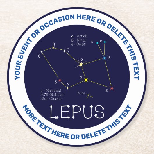 Southern Hemisphere Constellation Lepus Ronde Kartonnen Onderzetter (Voorkant)
