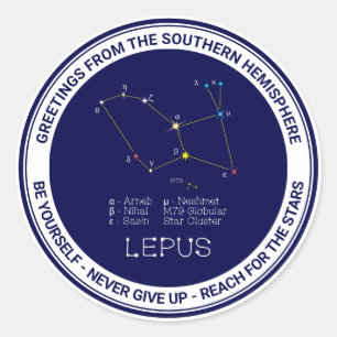 Southern Hemisphere Constellation Lepus Ronde Sticker