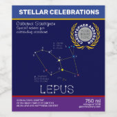 Southern Hemisphere Constellation Lepus Wijn Etiket (Enkel label)