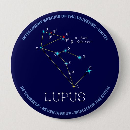 Southern Hemisphere Constellation Lupus Ronde Button 4,0 Cm (Voorkant)