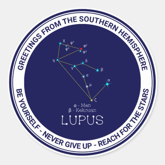 Southern Hemisphere Constellation Lupus Ronde Sticker (Voorkant)