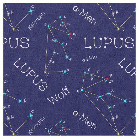 Southern Hemisphere Constellation Lupus Stof (Close Up)