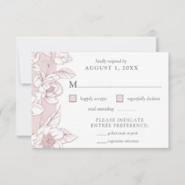 Southern Magnolia Blossom Blush Floral RSVP Card Kaart