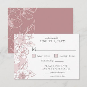 Southern Magnolia Blossom Blush Floral RSVP Card Kaart