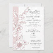 Southern Magnolia Blossom Blush Floral Wedding Kaart (Voorkant)