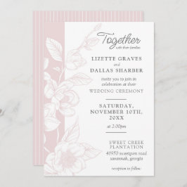 Southern Magnolia Blossom Blush Floral Wedding Kaart