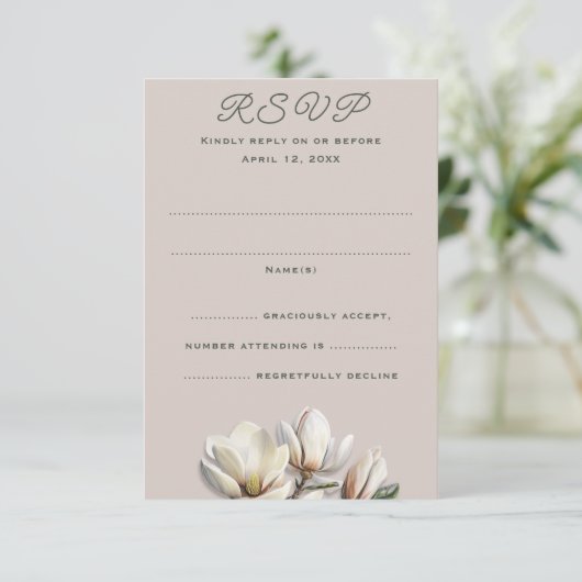 Southern Magnolia Bruiloft Verticale Antwoorden Ka Kaart (Staand voorkant)
