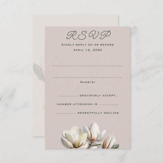 Southern Magnolia Bruiloft Verticale Antwoorden Ka Kaart (Voorkant / Achterkant)
