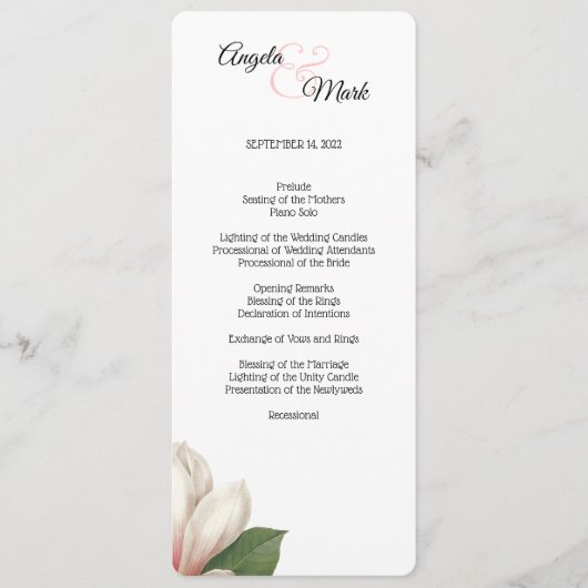 Southern Magnolia Flower Program | Wit Programmakaart (Voorkant)